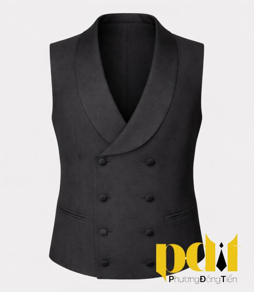 Áo Gile Vest Nam Đen 6 Nút Cao Cấp – Gile Tuxedo Nam Sang Trọng